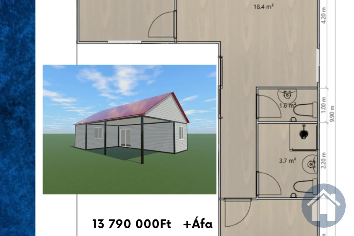 Manhattan L alakú konténerház – 69 m², 2 szoba, 1 fürdő | Gyors Ház